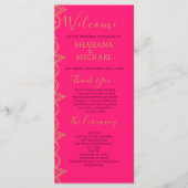 インディアンスタイルピンク金ゴールドカラー結婚式 プログラム (正面)