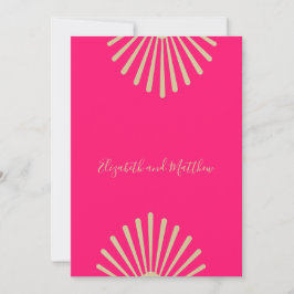  インディアンスタイルピンク金ゴールドシカジュアルック結婚ズインヴィタ 招待状