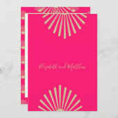 インディアンスタイルピンク金ゴールドシカジュアルック結婚ズインヴィタ 招待状 (正面/裏面)