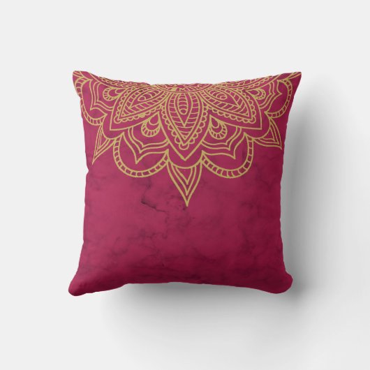インディアンスタイルブルゴーニュ大理石金ゴールド結婚カラーズ クッション (裏面)