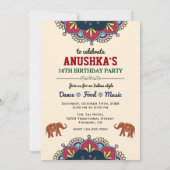インディアンスタイルボリウッドパーティー誕生日招待状 招待状 (裏面)