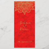 インディアンスタイルレッド金ゴールドカラーシック結婚ズメニュー メニュー (裏面)