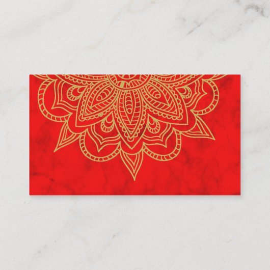 インディアンスタイルレッド金ゴールドカラー結婚ズウェサイト 名刺 (裏面)