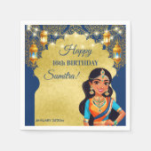 インディアンスタイル女の子の誕生日パーティー印刷テンプレート スタンダードカクテルナプキン (正面)
