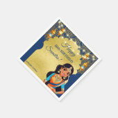 インディアンスタイル女の子の誕生日パーティー印刷テンプレート スタンダードカクテルナプキン (角)
