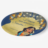 インディアンスタイル女の子の誕生日パーティー印刷テンプレート ペーパープレート (アングル)