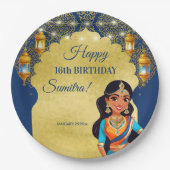 インディアンスタイル女の子の誕生日パーティー印刷テンプレート ペーパープレート (正面)