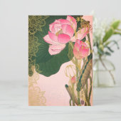 インディアンスタイル結婚ズウォーターリリーピンク金ゴールド 招待状 (スタンド正面)