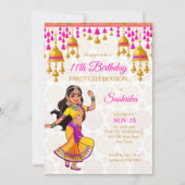 インディアンスタイル誕生日パーティーかわいいインディアンガール 招待状 (正面)