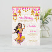 インディアンスタイル誕生日パーティーかわいいインディアンガール 招待状 (スタンド正面)