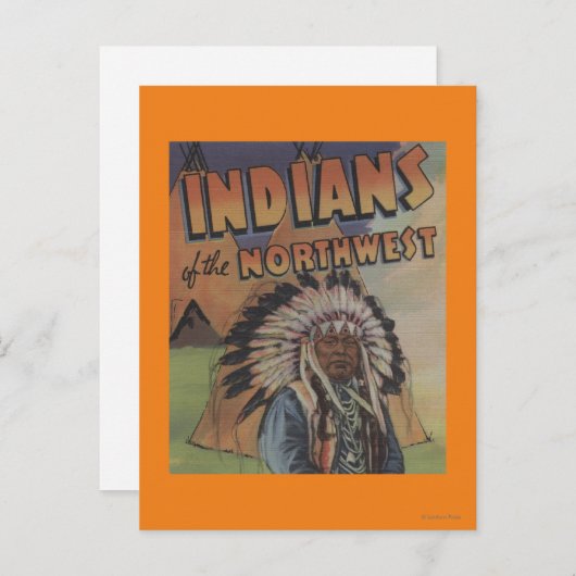 インディアンズオブノースウエスト – インディアンチーフ&テペ ポストカード (正面/裏面)