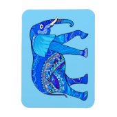 インディアンゾウが青いアラベスク模様 マグネット (縦)