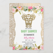 インディアンゾウの誕生日の招待状 招待状 (正面/裏面)