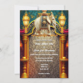 インディアンゾウは豪華な金ゴールド提灯 招待状 (正面)