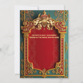 インディアンゾウティール（緑がかった色）金ゴールド王室のブルガ結婚ンディ 招待状 (裏面)