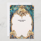 インディアンゾウヒンズー教の水色ブルー金ゴールド 招待状 (裏面)