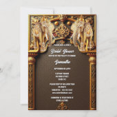 インディアンゾウフローラ金ゴールド高級ブライダルシャワー 招待状 (正面)