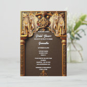 インディアンゾウフローラ金ゴールド高級ブライダルシャワー 招待状 (スタンド正面)