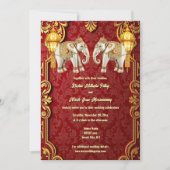 インディアンゾウブルゴーニュ金ゴールドランタンヒンディシック 招待状 (正面)