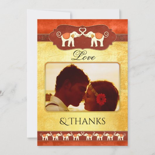 インディアンゾウ写真サンキューカード サンキューカード (正面)
