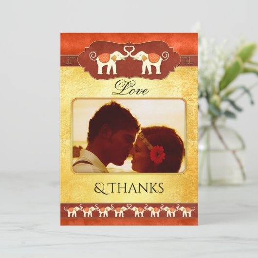 インディアンゾウ写真サンキューカード サンキューカード (スタンド正面)