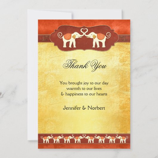 インディアンゾウ写真サンキューカード サンキューカード (裏面)
