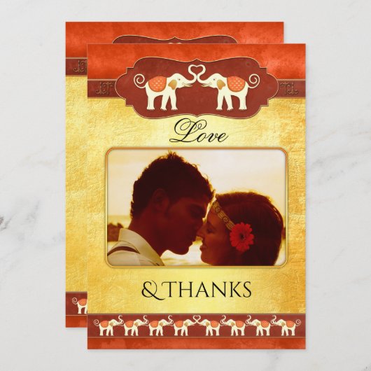 インディアンゾウ写真サンキューカード サンキューカード (正面/裏面)