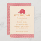 インディアンゾウ日付の保存 招待状 (正面/裏面)