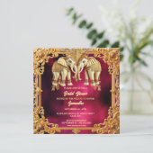 インディアンゾウ明るい赤紫色金ゴールド華美ブライダルシャワー シーズンカード (スタンド正面)