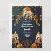 インディアンゾウ海軍金ゴールド王室の装飾的なヒンドゥー 招待状 (正面)