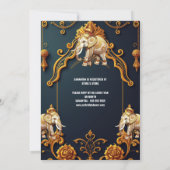 インディアンゾウ海軍金ゴールド王室の装飾的なヒンドゥー 招待状 (裏面)