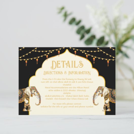 インディアンゾウ結婚ライトの詳細情報カード 出欠カード (スタンド正面)