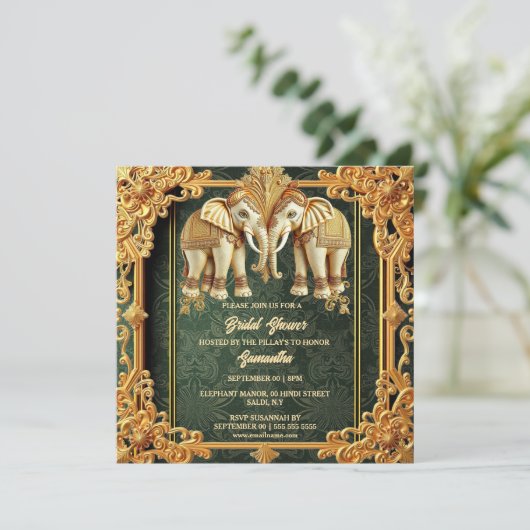 インディアンゾウ緑金ゴールド華美ブライダルシャワー シーズンカード (スタンド正面)