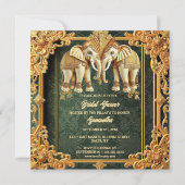インディアンゾウ緑金ゴールド華美ブライダルシャワー シーズンカード (正面)