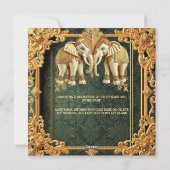 インディアンゾウ緑金ゴールド華美ブライダルシャワー シーズンカード (裏面)