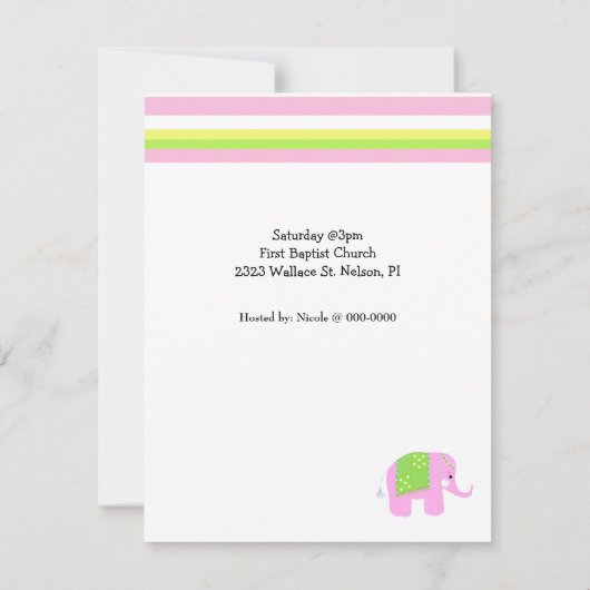 インディアンゾウ赤ちゃんシャワー招待状 招待状 (裏面)