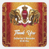 インディアンゾウ赤金ゴールドヒンディフローラ結婚ズ スクエアシール (正面)