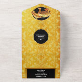 インディアンゾウ金ゴールドブラックダマスヒンズー オールインワン招待状 (外側)