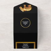 インディアンゾウ金ゴールドブラックヒンズー教の贅沢 オールインワン招待状 (外側)