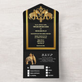 インディアンゾウ金ゴールドブラックヒンズー教の贅沢 オールインワン招待状 (内側)