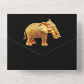 インディアンゾウ金ゴールドブラックヒンズー教の贅沢 オールインワン招待状 (裏面)