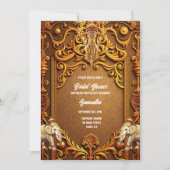 インディアンゾウ金ゴールド伝統的ヒンドゥーブライダル 招待状 (正面)