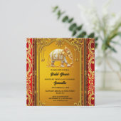インディアンゾウ金ゴールド赤の豪華なブライダルシャワー シーズンカード (スタンド正面)
