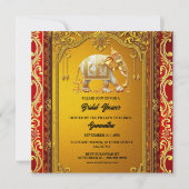 インディアンゾウ金ゴールド赤の豪華なブライダルシャワー シーズンカード (正面)