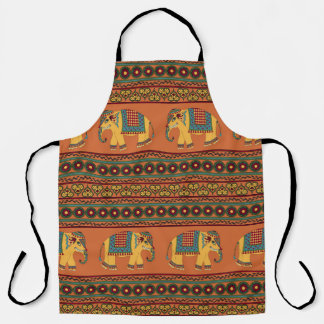 インディアンゾウ、オレンジ伝統的のシームレス。 エプロン