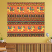 インディアンゾウ、オレンジ伝統的のシームレス。 キャンバスプリント (インサイチュ (リビング))