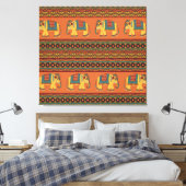 インディアンゾウ、オレンジ伝統的のシームレス。 キャンバスプリント (インサイチュ (寝室))