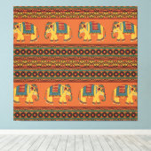 インディアンゾウ、オレンジ伝統的のシームレス。 キャンバスプリント (インサイチュ (ウッドフロア))