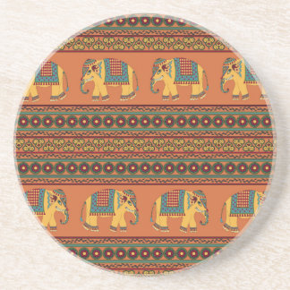 インディアンゾウ、オレンジ伝統的のシームレス。 コースター