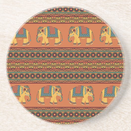 インディアンゾウ、オレンジ伝統的のシームレス。 コースター (正面)